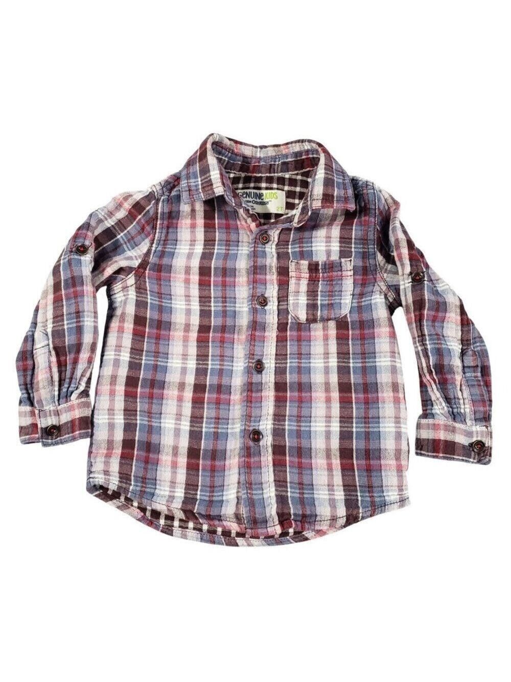 Genuine Kids from OSHKOSH Long Sleeve Red & Blue Plaid Button Down Shirt 2T